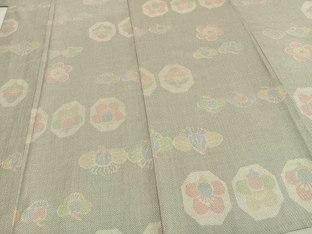 平和屋着物▽お召 単衣 亀甲花文 正絹 逸品 AAAZ1656fy