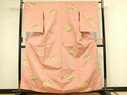 平和屋着物▽上質な紬 単衣 幾何学文 正絹 逸品 未使用 AAAZ1657fy