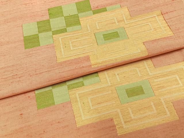 平和屋着物▽上質な紬 単衣 幾何学文 正絹 逸品 未使用 AAAZ1657fy