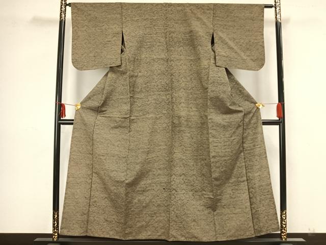 平和屋着物▽上質な紬 単衣 幾何学文 正絹 逸品 AAAZ1658fy