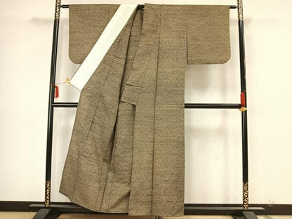平和屋着物▽上質な紬 単衣 幾何学文 正絹 逸品 AAAZ1658fy