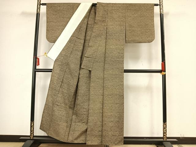 平和屋着物▽上質な紬 単衣 幾何学文 正絹 逸品 AAAZ1658fy