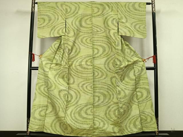 平和屋着物▽上質な紬 単衣 渦巻文 正絹 逸品 AAAZ1662fy
