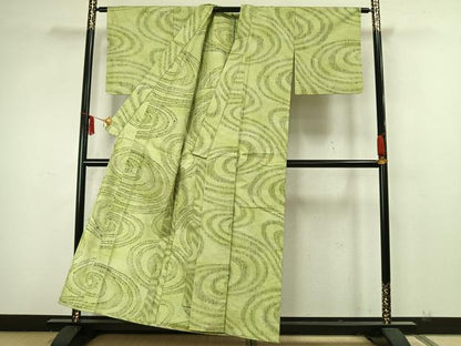 平和屋着物▽上質な紬 単衣 渦巻文 正絹 逸品 AAAZ1662fy