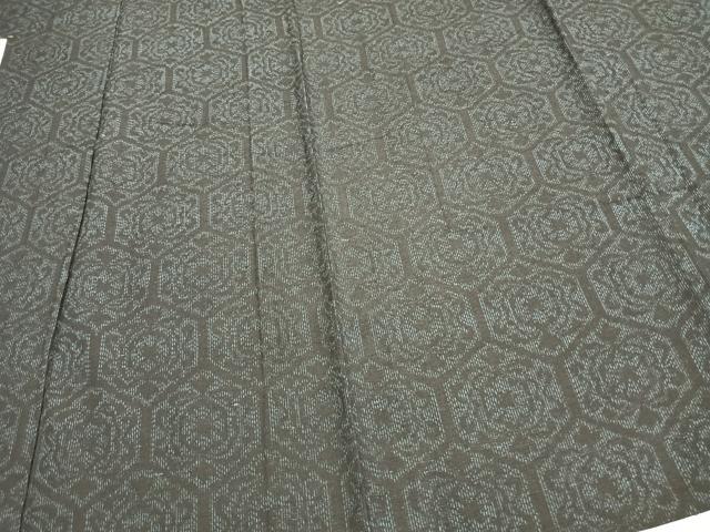平和屋着物▽上質な紬 単衣 亀甲文様 正絹 逸品 AAAZ1664fy