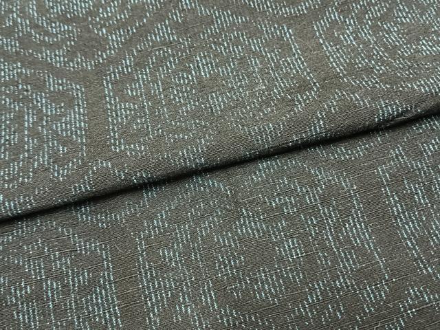 平和屋着物▽上質な紬 単衣 亀甲文様 正絹 逸品 AAAZ1664fy