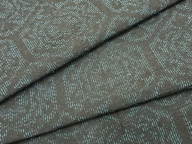 平和屋着物▽上質な紬 単衣 亀甲文様 正絹 逸品 AAAZ1664fy