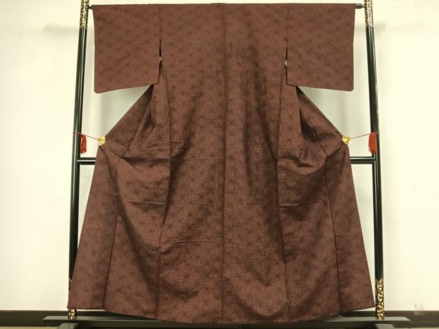 平和屋着物▽上質な紬 単衣 麻の葉文様 正絹 逸品 AAAZ1666fy