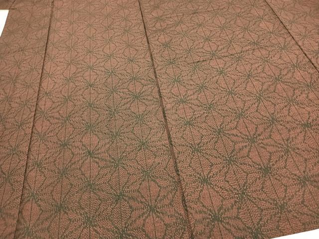 平和屋着物▽上質な紬 単衣 麻の葉文様 正絹 逸品 AAAZ1666fy