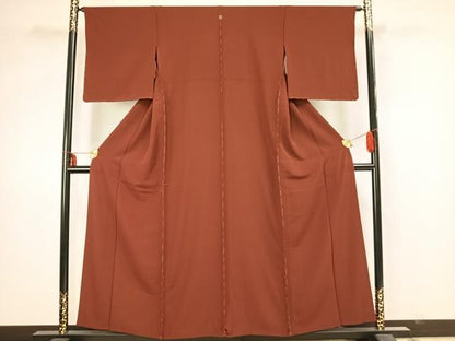 平和屋着物▽上質な色無地 単衣 蘇芳色 正絹 逸品 未使用 AAAZ1670fy