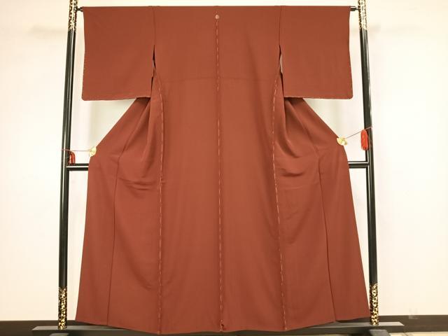 平和屋着物▽上質な色無地 単衣 蘇芳色 正絹 逸品 未使用 AAAZ1670fy