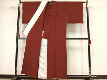 平和屋着物▽上質な色無地 単衣 蘇芳色 正絹 逸品 未使用 AAAZ1670fy