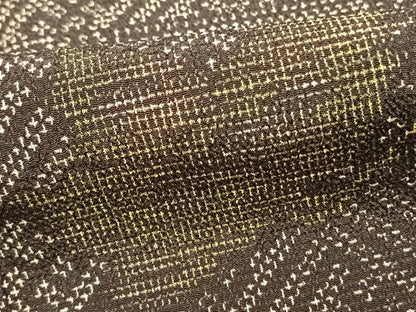 平和屋着物▽本塩沢 単衣 舞葉横段文 正絹 逸品 AAAZ1674fy