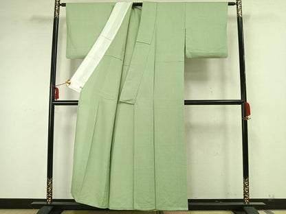 平和屋着物▽上質な色無地　単衣　紋意匠　夏虫色　さが美扱い　正絹　逸品　AAAZ1677fy