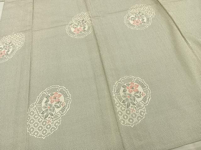 平和屋着物▽本塩沢 単衣 吉祥花文 正絹 逸品 AAAZ1681fy