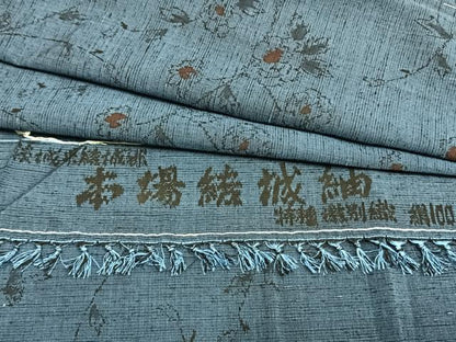 平和屋着物▽本場結城紬 単衣 枝花文 反端付き 正絹 逸品 未使用 AAAZ1682fy
