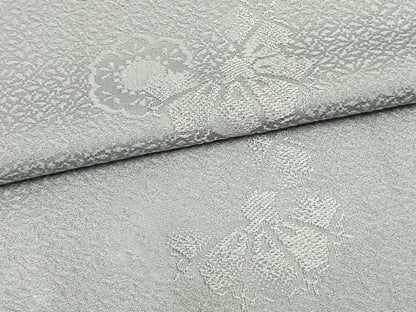 平和屋着物▽上質な色無地 単衣 吉祥花地紋 灰青色 正絹 逸品 AAAZ1684fy