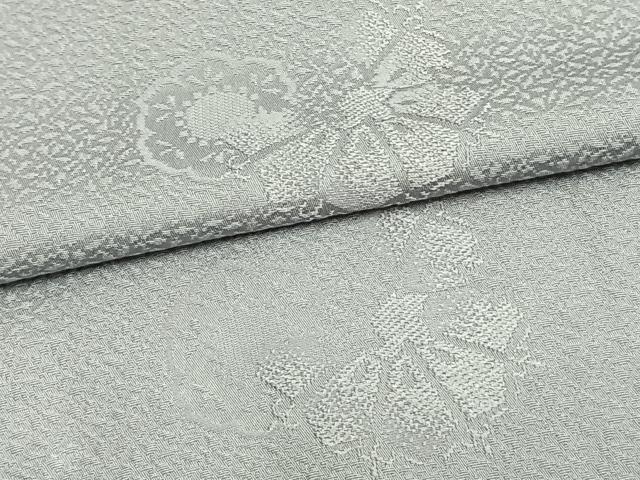 平和屋着物▽上質な色無地 単衣 吉祥花地紋 灰青色 正絹 逸品 AAAZ1684fy