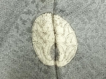 平和屋着物▽上質な色無地 単衣 吉祥花地紋 灰青色 正絹 逸品 AAAZ1684fy