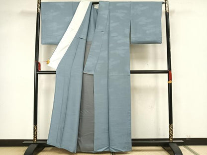 平和屋着物▽上質な色無地 単衣 流水地紋 湊鼠色 正絹 逸品 AAAZ1685fy