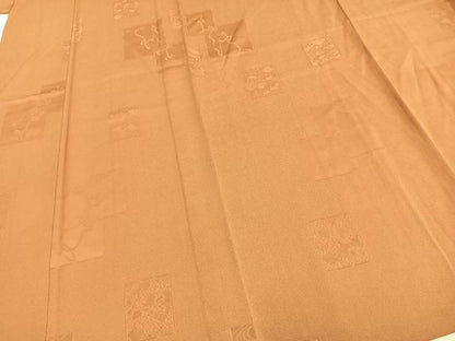平和屋着物▽上質な色無地 単衣 色紙地紋 江戸茶色 正絹 逸品 AAAZ1686fy