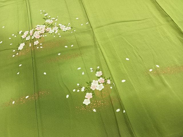 平和屋着物▽訪問着 単衣 枝花文 暈し染め 金彩 正絹 逸品 AAAZ1687fy