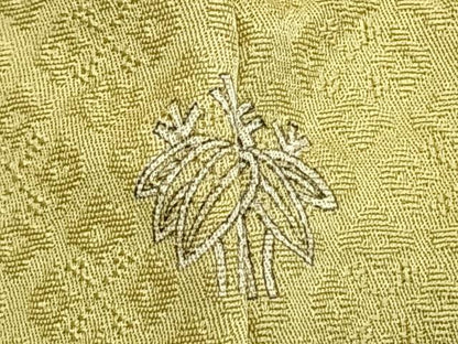 平和屋着物▽上質な色無地　単衣　吉祥地紋　枯草色　正絹　逸品　AAAZ1689fy