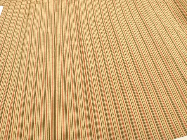 平和屋着物▽上質な紬 単衣 縞 反端付き 正絹 逸品 AAAZ1690fy