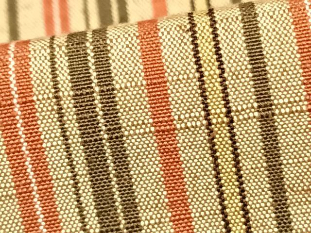 平和屋着物▽上質な紬 単衣 縞 反端付き 正絹 逸品 AAAZ1690fy