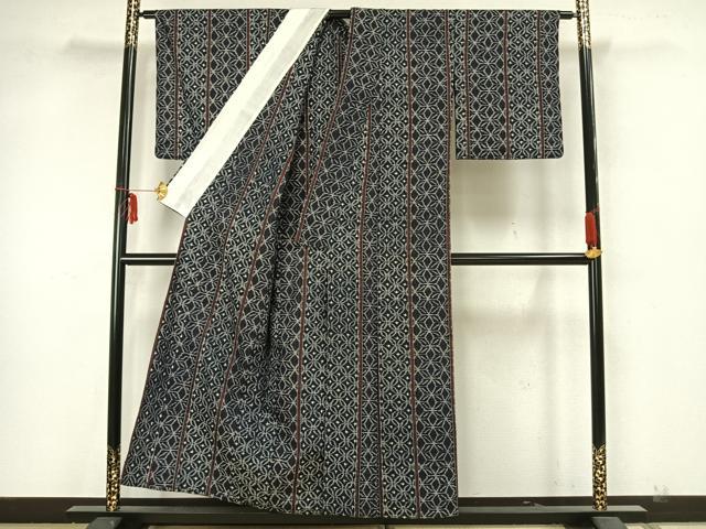 平和屋着物▽上質な紬 単衣 間道 正絹 逸品 AAAZ1691fy