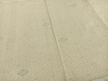 平和屋着物▽本塩沢　単衣　110亀甲　幾何学花文　正絹　逸品　AAAZ1692fy