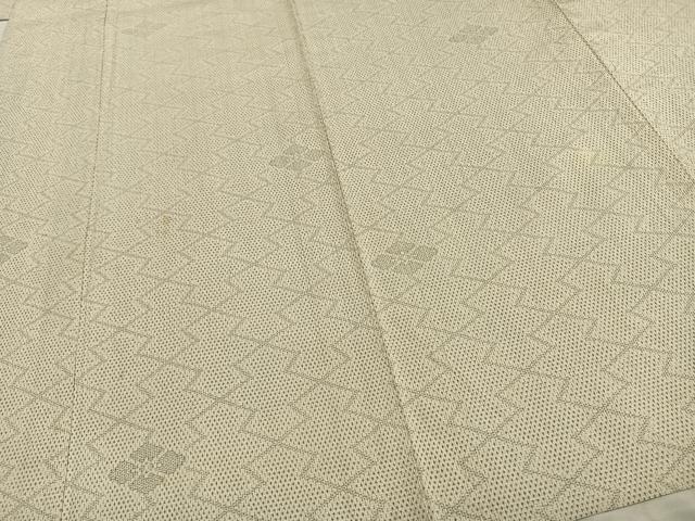 平和屋着物▽本塩沢　単衣　110亀甲　幾何学花文　正絹　逸品　AAAZ1692fy
