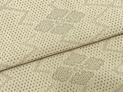 平和屋着物▽本塩沢　単衣　110亀甲　幾何学花文　正絹　逸品　AAAZ1692fy