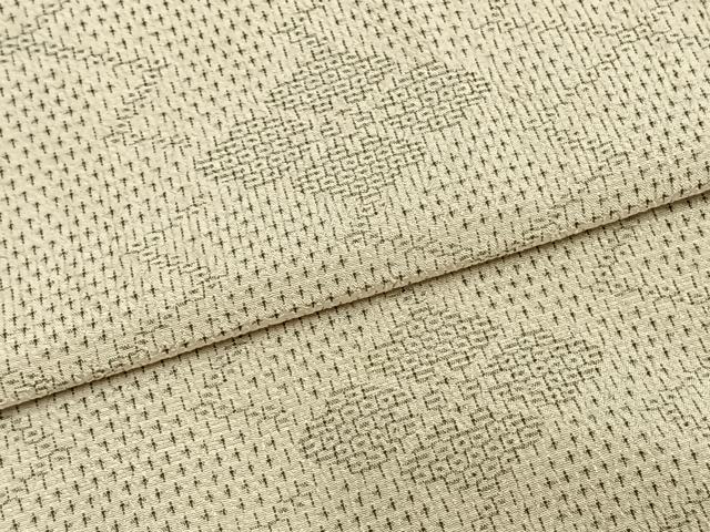 平和屋着物▽本塩沢　単衣　110亀甲　幾何学花文　正絹　逸品　AAAZ1692fy