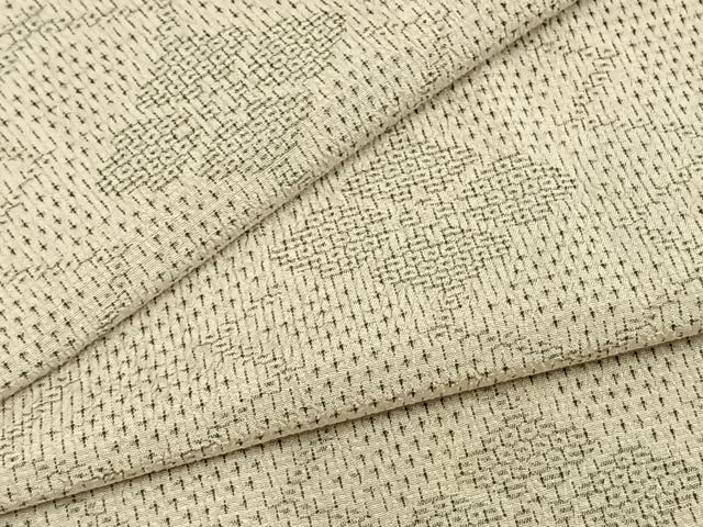 平和屋着物▽本塩沢　単衣　110亀甲　幾何学花文　正絹　逸品　AAAZ1692fy