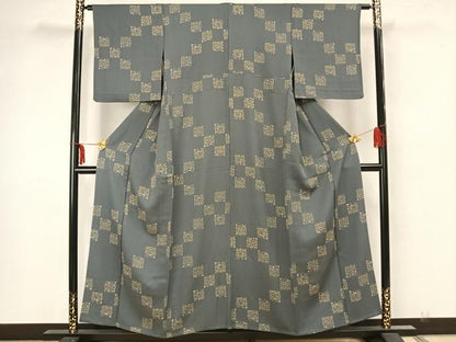 平和屋着物▽上質な小紋 単衣 草花文 正絹 逸品 AAAZ1694fy