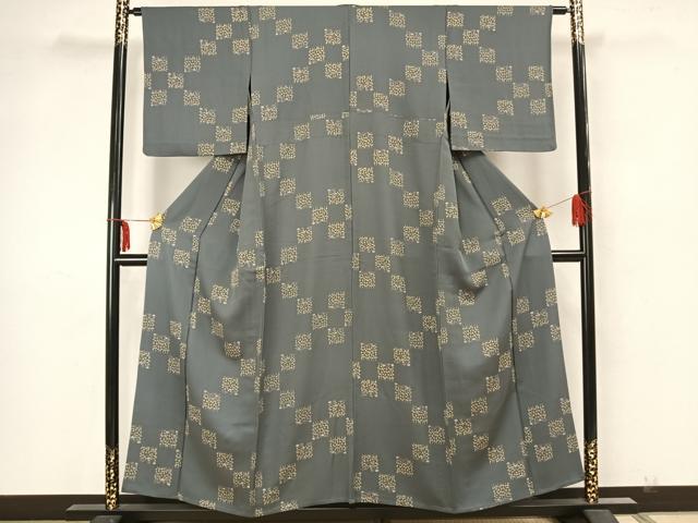平和屋着物▽上質な小紋 単衣 草花文 正絹 逸品 AAAZ1694fy