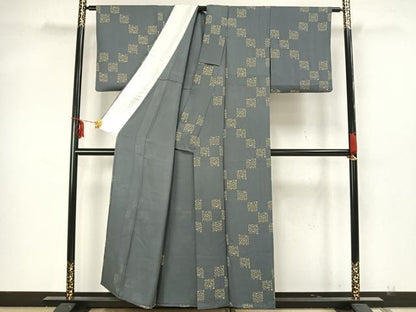平和屋着物▽上質な小紋 単衣 草花文 正絹 逸品 AAAZ1694fy