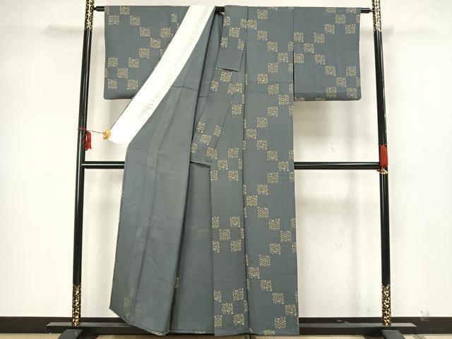 平和屋着物▽上質な小紋 単衣 草花文 正絹 逸品 AAAZ1694fy