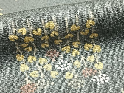平和屋着物▽上質な小紋 単衣 草花文 正絹 逸品 AAAZ1694fy