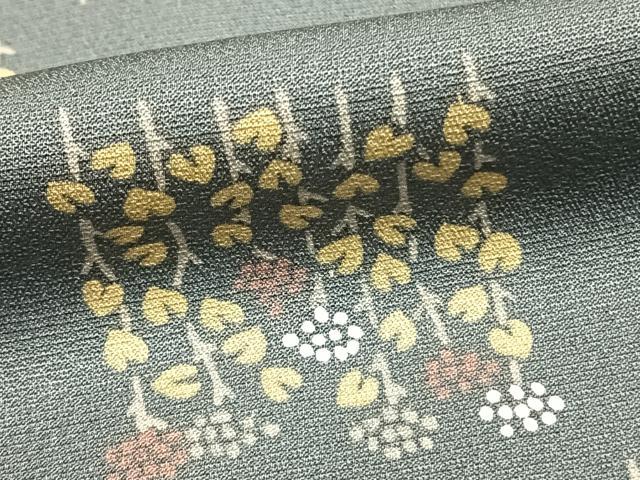 平和屋着物▽上質な小紋 単衣 草花文 正絹 逸品 AAAZ1694fy