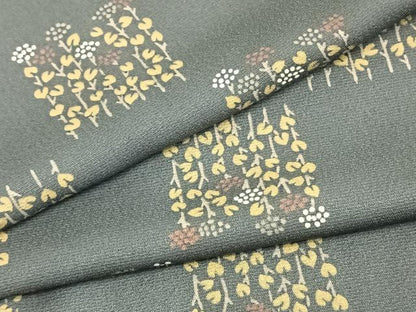 平和屋着物▽上質な小紋 単衣 草花文 正絹 逸品 AAAZ1694fy