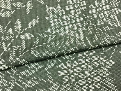 平和屋着物▽本場大島紬 単衣 草花文 黒地 正絹 逸品 AAAZ1697fy