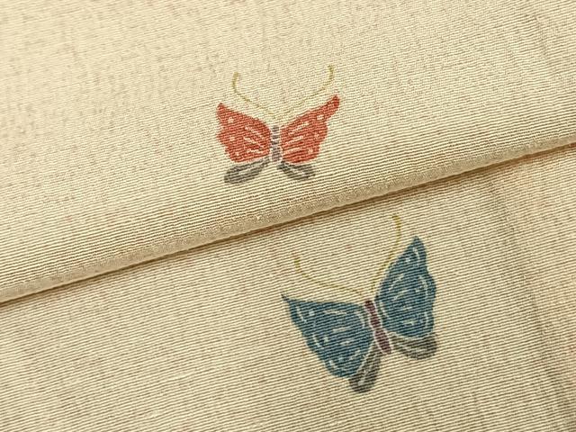 平和屋着物▽上質な小紋 単衣 紬地 舞蝶文 正絹 逸品 AAAZ1698fy