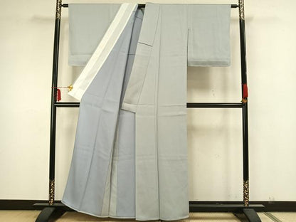 平和屋着物▽上質な色無地　単衣　藍白色　正絹　逸品　未使用　AAAZ1702fy