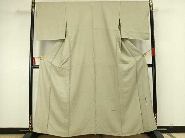 平和屋着物▽人間国宝 岩野市兵衛 色無地 単衣 紋意匠 若芽色 正絹 逸品 AAAZ1703fy
