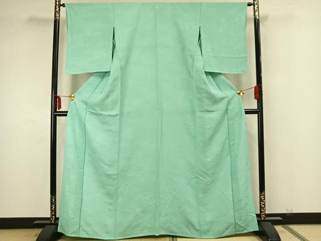 平和屋着物▽上質な色無地 単衣 舞鳥地紋 若竹色 正絹 逸品 未使用 AAAZ1705fy