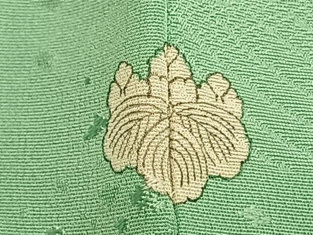 平和屋着物▽上質な色無地 単衣 舞鳥地紋 若竹色 正絹 逸品 未使用 AAAZ1705fy