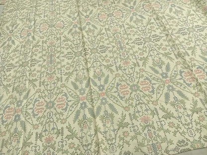 平和屋着物▽上質な紬 単衣 幾何学花文 正絹 逸品 AAAZ1709fy
