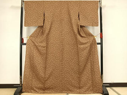 平和屋着物▽上質な小紋 単衣 風景文 ロング丈 正絹 逸品 AAAZ1711fy
